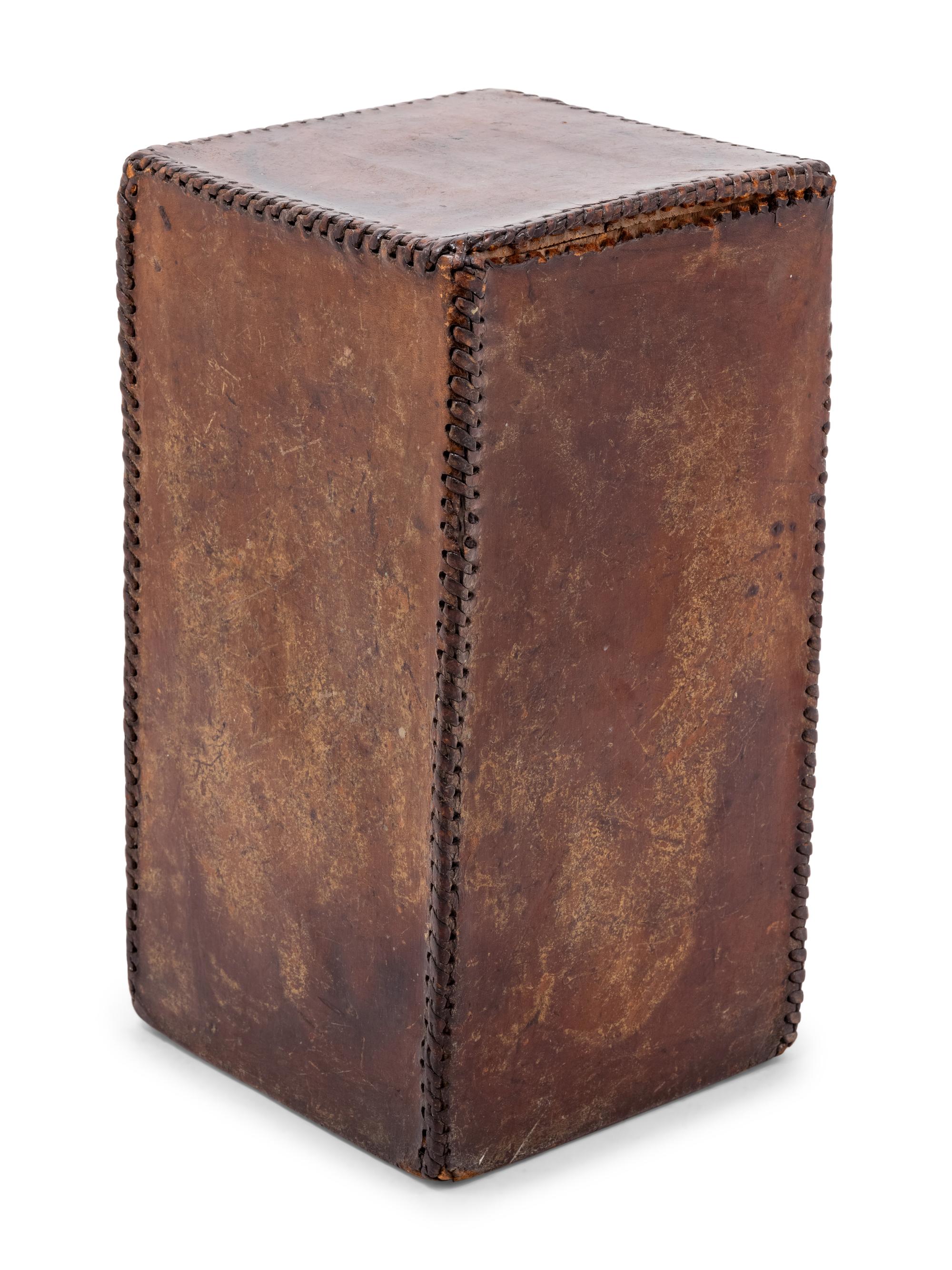 An English Leather Upholstered Stool