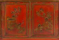 A George III Style Chinoiserie-Painted Breakfront Bookcase