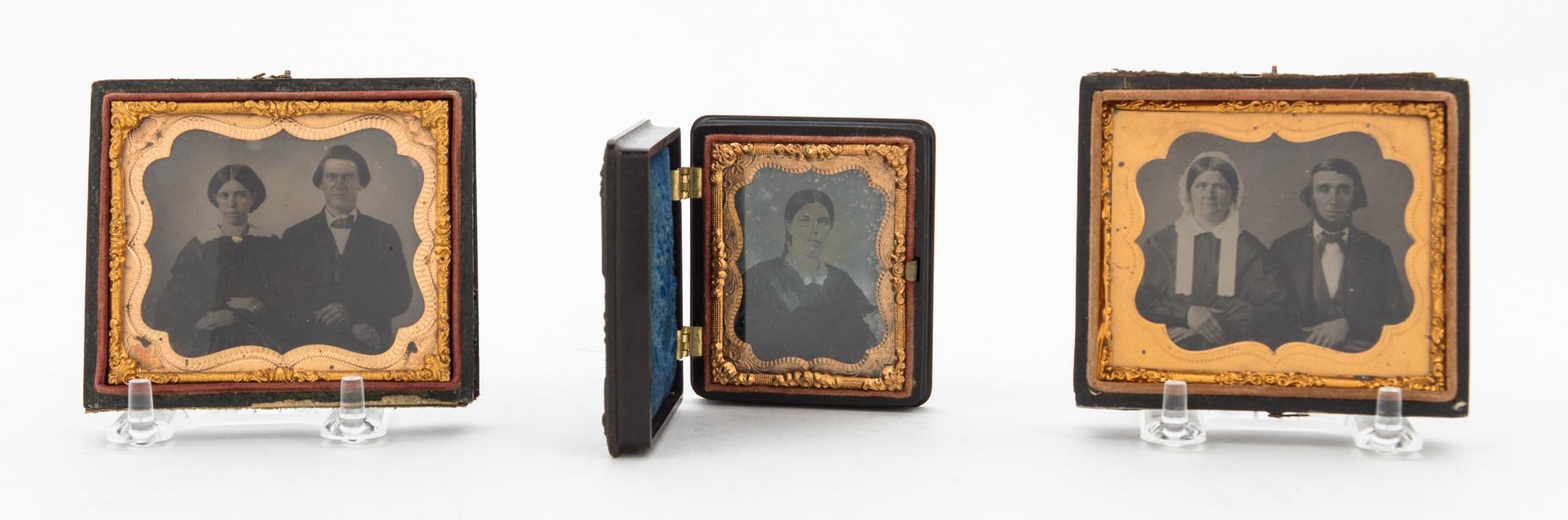 Three Cased Daguerreotypes Width of widest 3 7/8 inches. — 19TH CENTURY