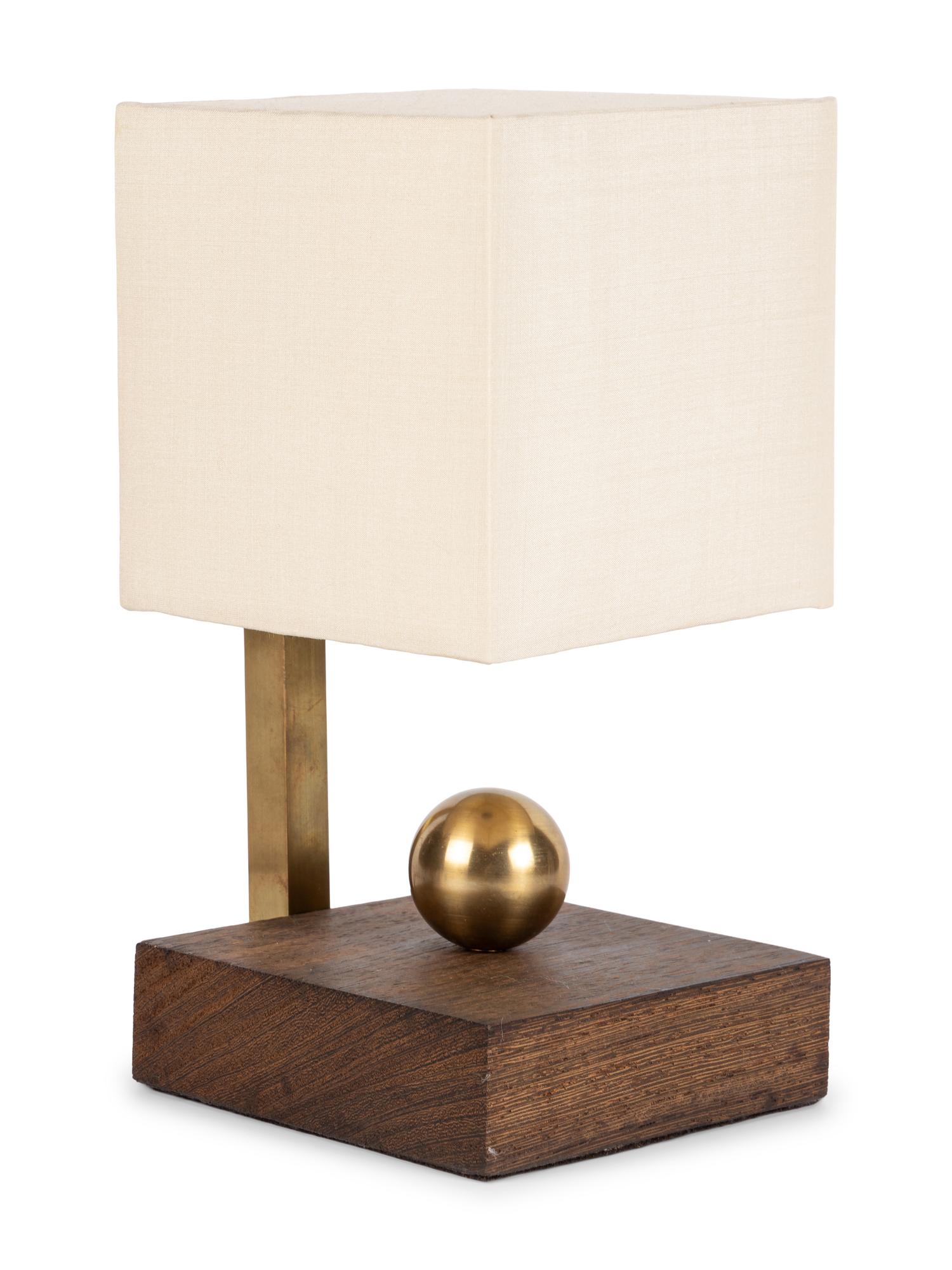 A Contemporary Brass and Hardwood Desk Lamp