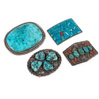 Group of Navajo Silver Belt Buckles