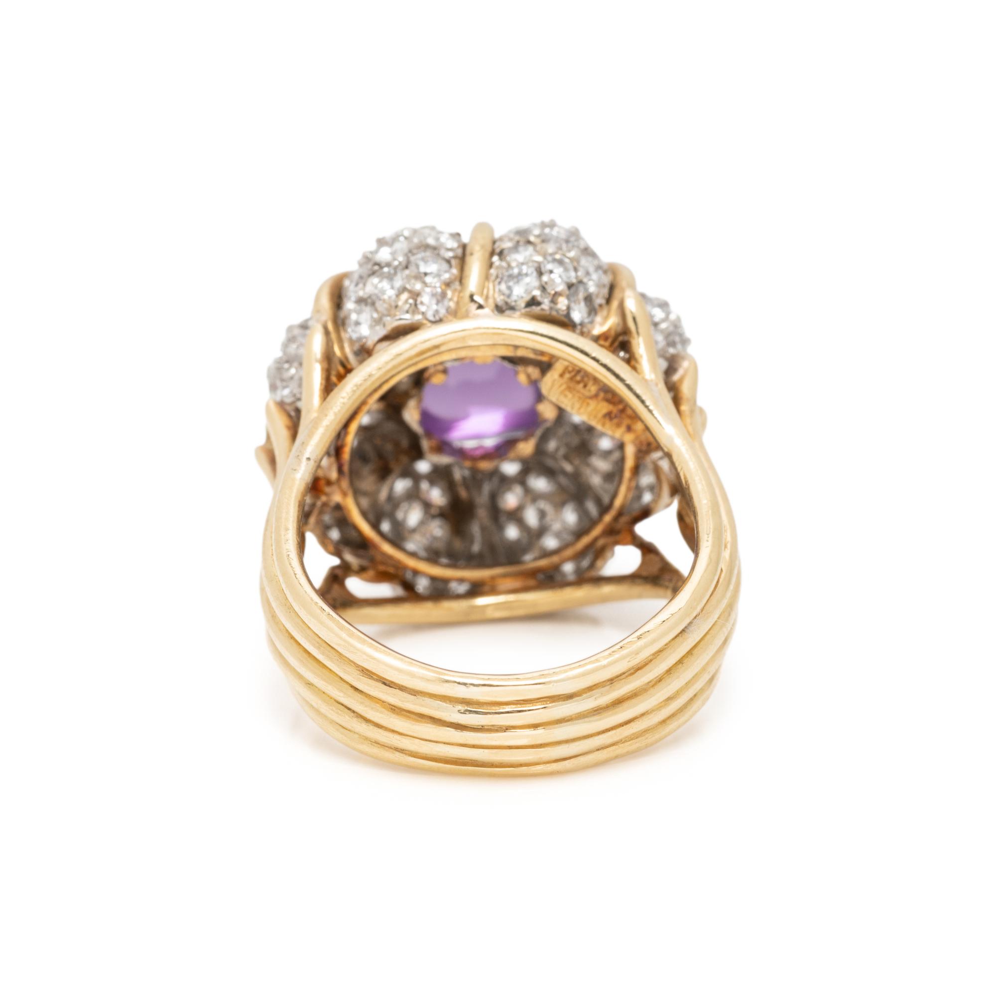 VERDURA, AMETHYST AND DIAMOND RING