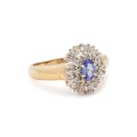 TANZANITE AND DIAMOND HALO RING