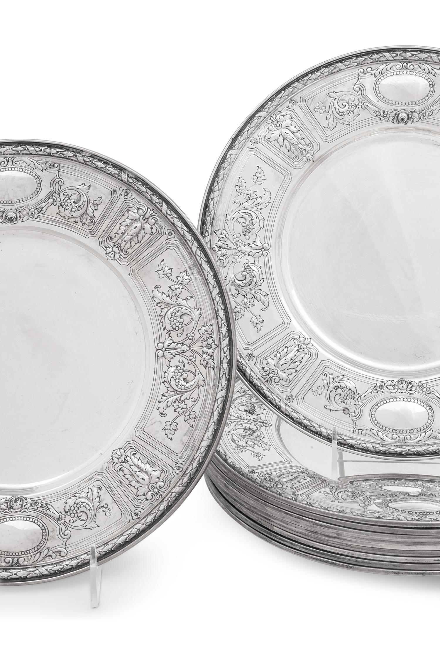 A Set of Twelve Gorham Silver Dinner Plates