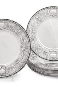 A Set of Twelve Gorham Silver Dinner Plates