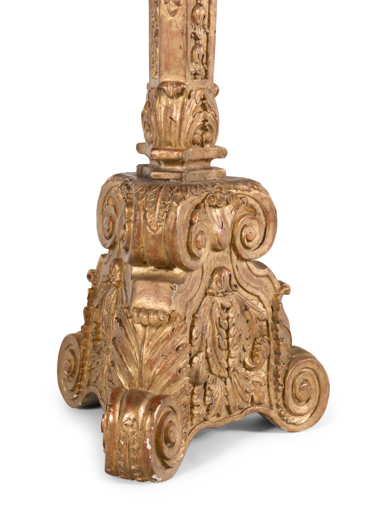 A Pair of Italian Baroque Style Giltwood Torchères