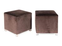 Four Custom Purple Velvet Ottomans