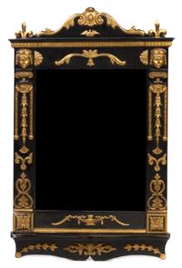 A Continental Painted and Parcel Gilt Mirror Height 43 3/4 x width 28 inches.