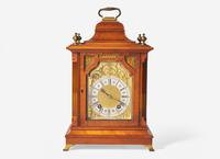 A Scottish Gilt Brass Mounted and Pierce Carved Walnut Mantel Clock