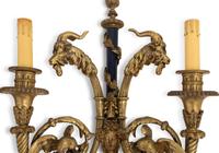 A Pair of French Gilt Bronze Two-Light Sconces