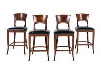 A Set of Four Burlwood Bar Stools