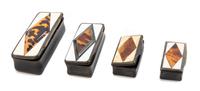 A Group of Four Carved Horn and Tortoise Shell Inlaid Snuff Boxes