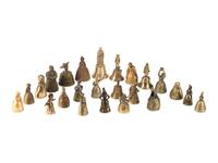 A Collection of Twenty-Four Continental Bronze and Brass Figural Bells