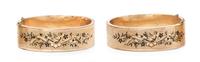 A Pair of Victorian Yellow Gold and Enamel Bangle Bracelets, 43.35 dwts.