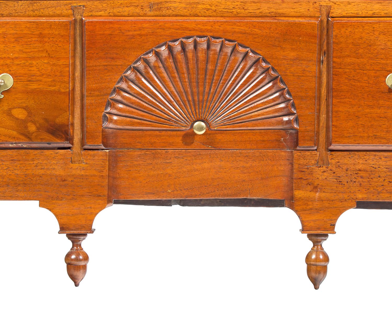 A Queen Anne Carved Walnut Flat-Top High Chest Of Drawers