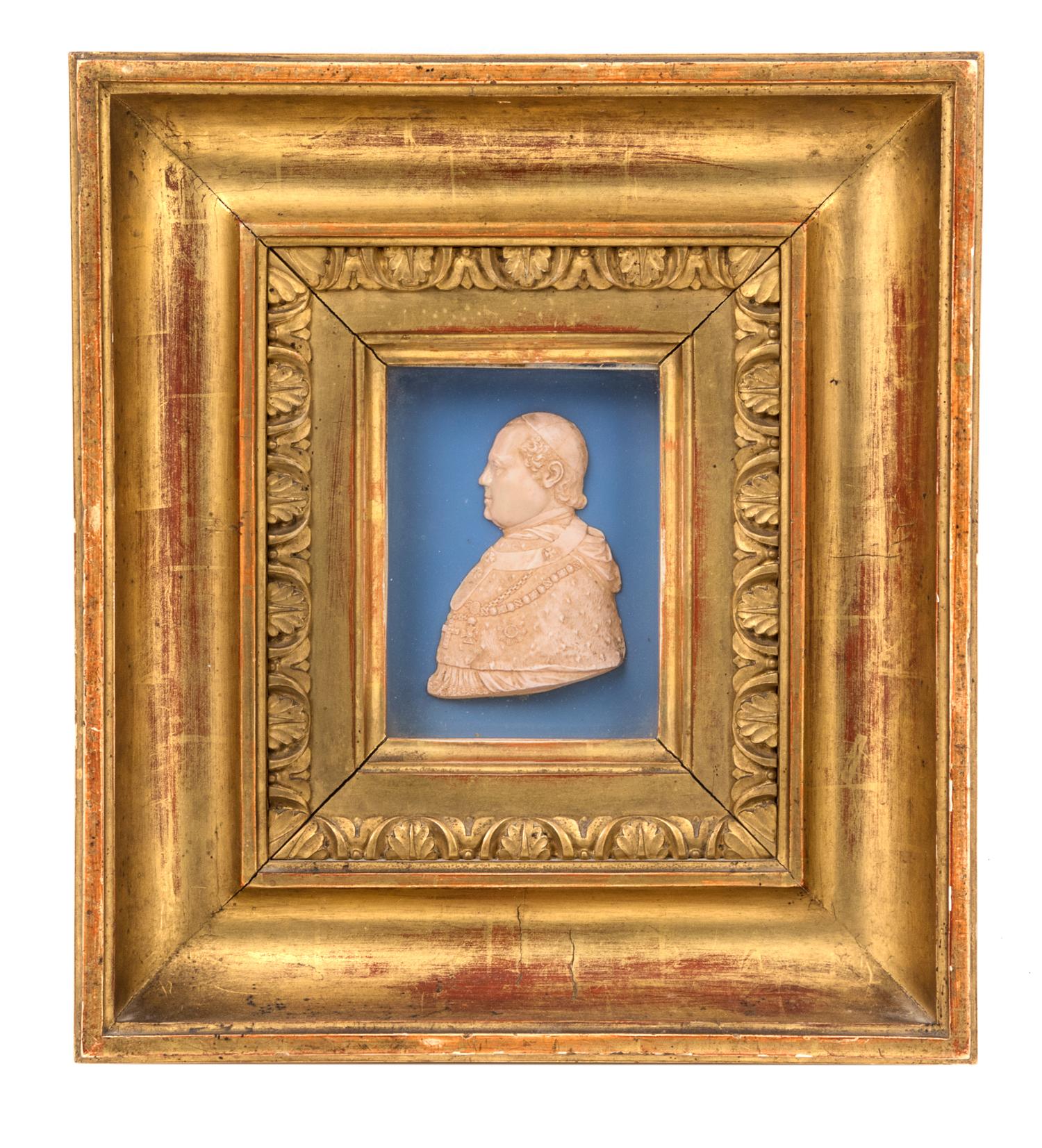 A Continental Framed Wax Profile Frame 12 1/4 x 11 inches. — 19TH CENTURY