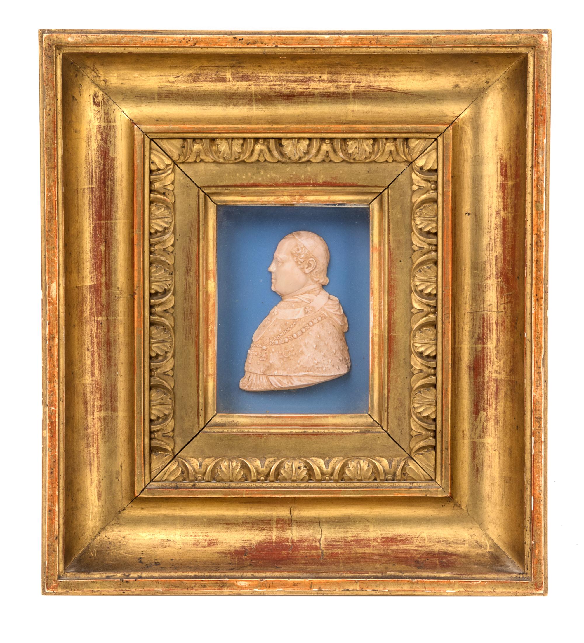 A Continental Framed Wax Profile Frame 12 1/4 x 11 inches. — 19TH CENTURY