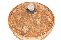 A Jeweled Gilt Filigree Metal and Rock Crystal Bowl and Cover
