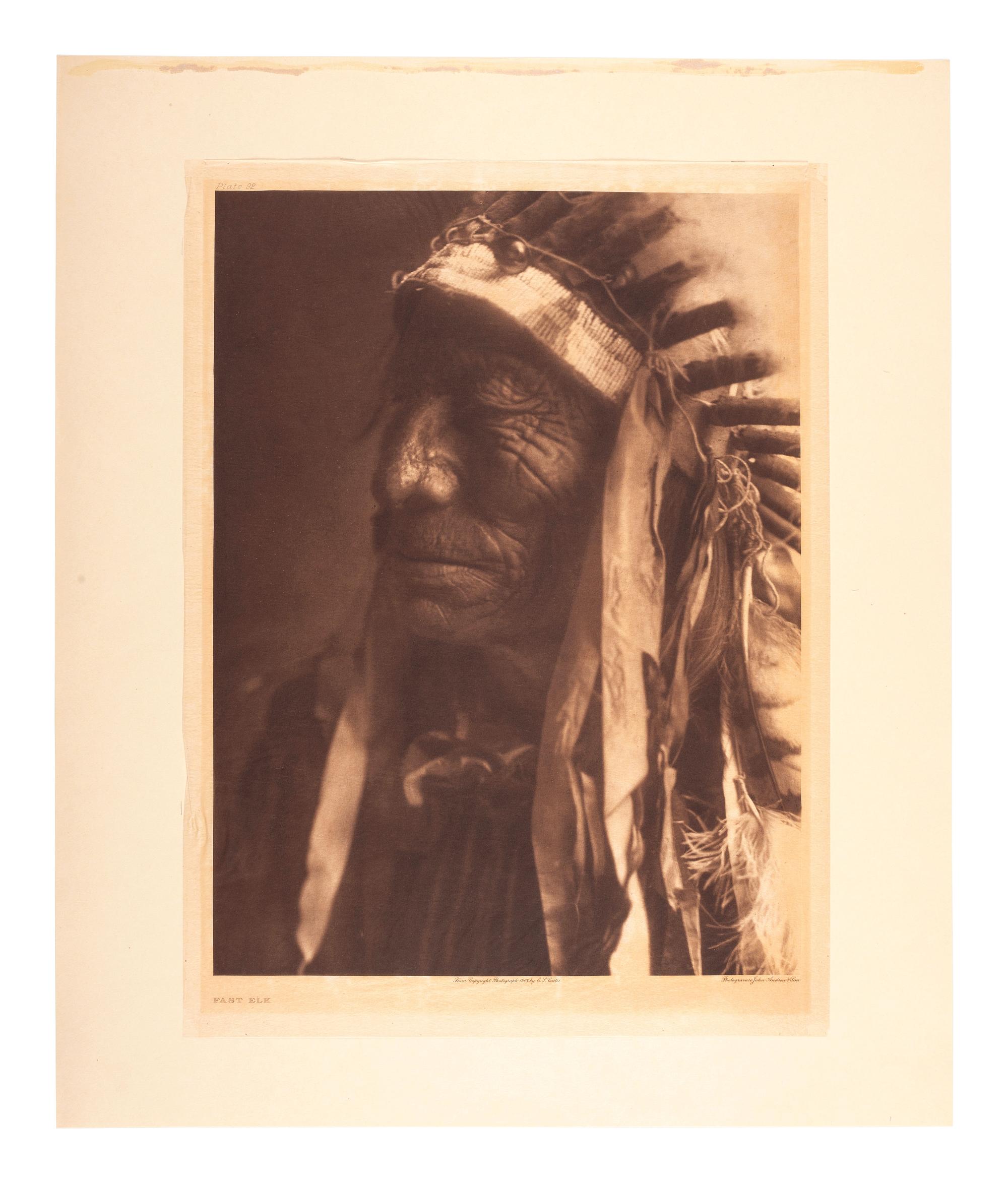 CURTIS, Edward (1868-1952). Fast Elk (Plate 92, portfolio 3)