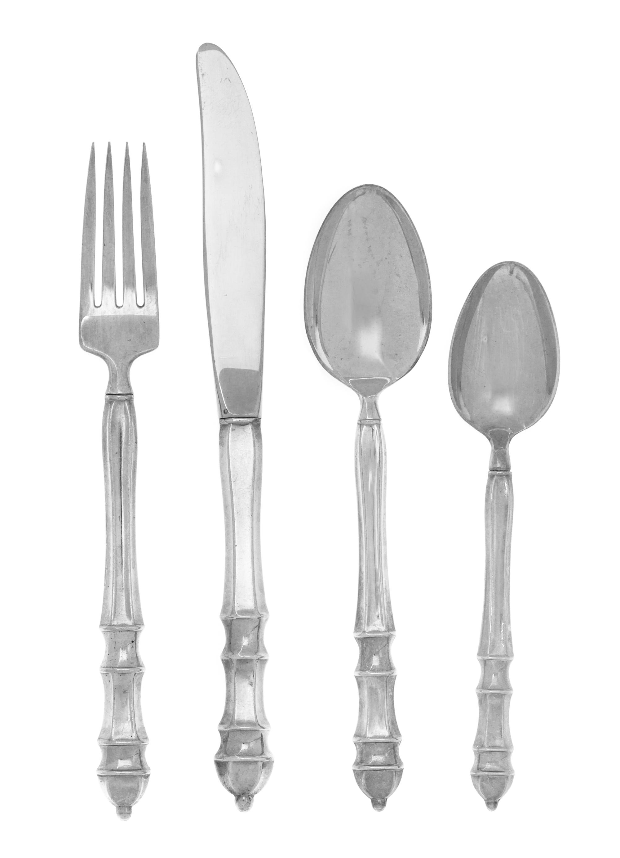 An American Silver Flatware Service, Towle Silversmiths, Newburyport, MA, Carpenter Hall pattern, comprising: 12 dinner knives 12 dinne