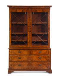 A Late George III Burl Walnut Bookcase