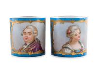 Eight Sèvres Style Painted and Parcel Gilt Porcelain Articles