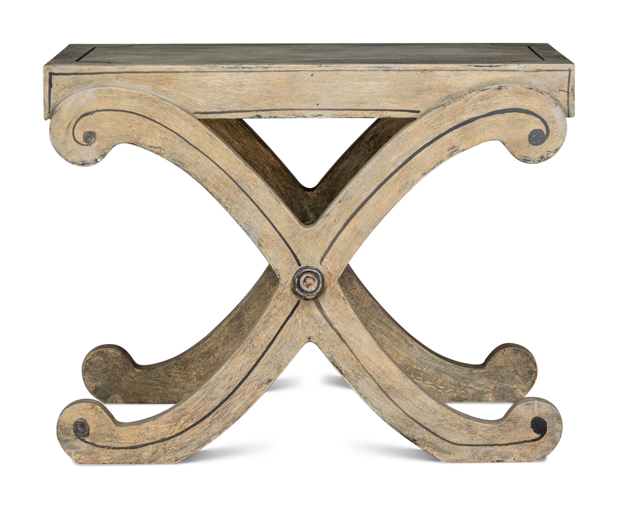 A Regency Style Painted X-Form Stool