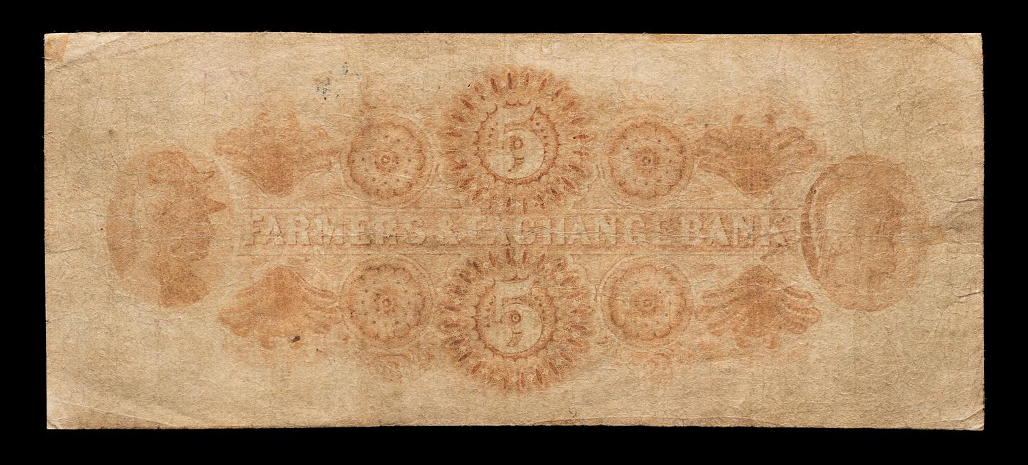 Obsolete $5 Bank Note: Farmers & Exchange Bank of Charleston — CHARLESTON, SOUTH CAROLINA, 1853