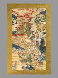 Two Large Chinese Kesi Woven Silk 'Immortal' Panels