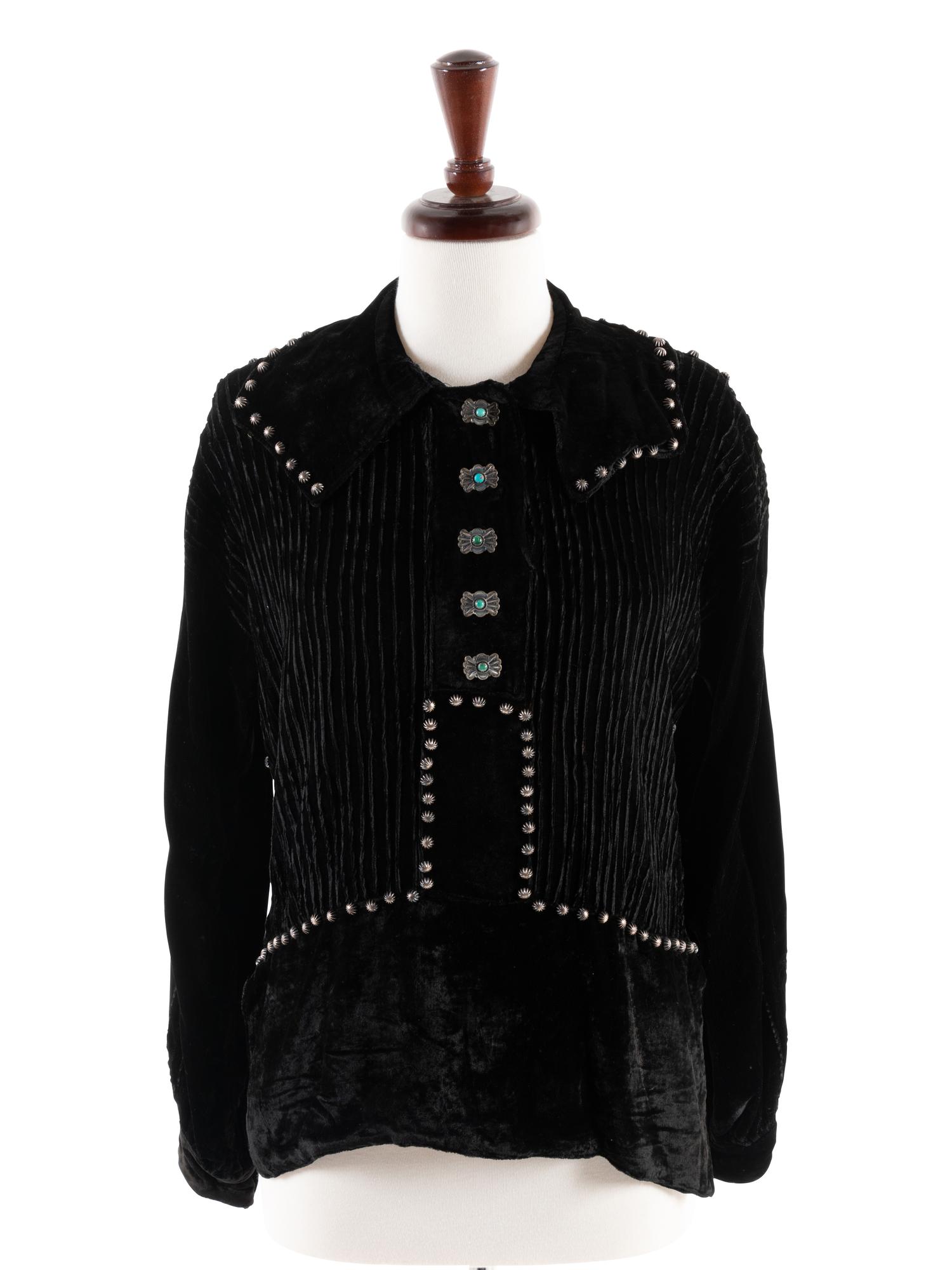 Navajo Velveteen Blouse, with Silver Concha Buttons