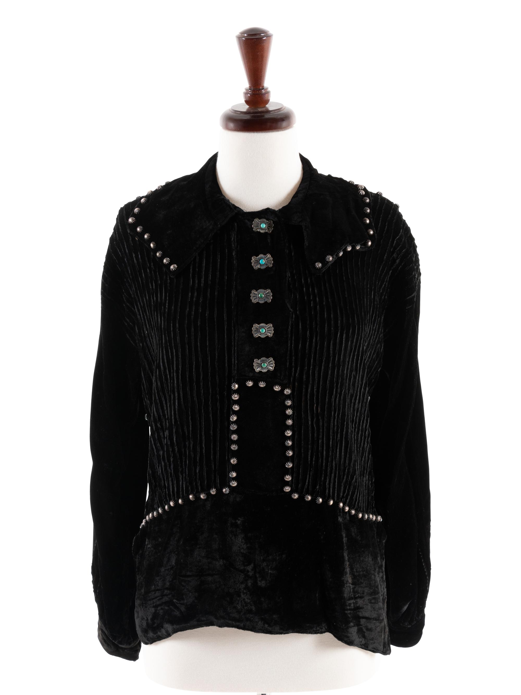 Navajo Velveteen Blouse, with Silver Concha Buttons