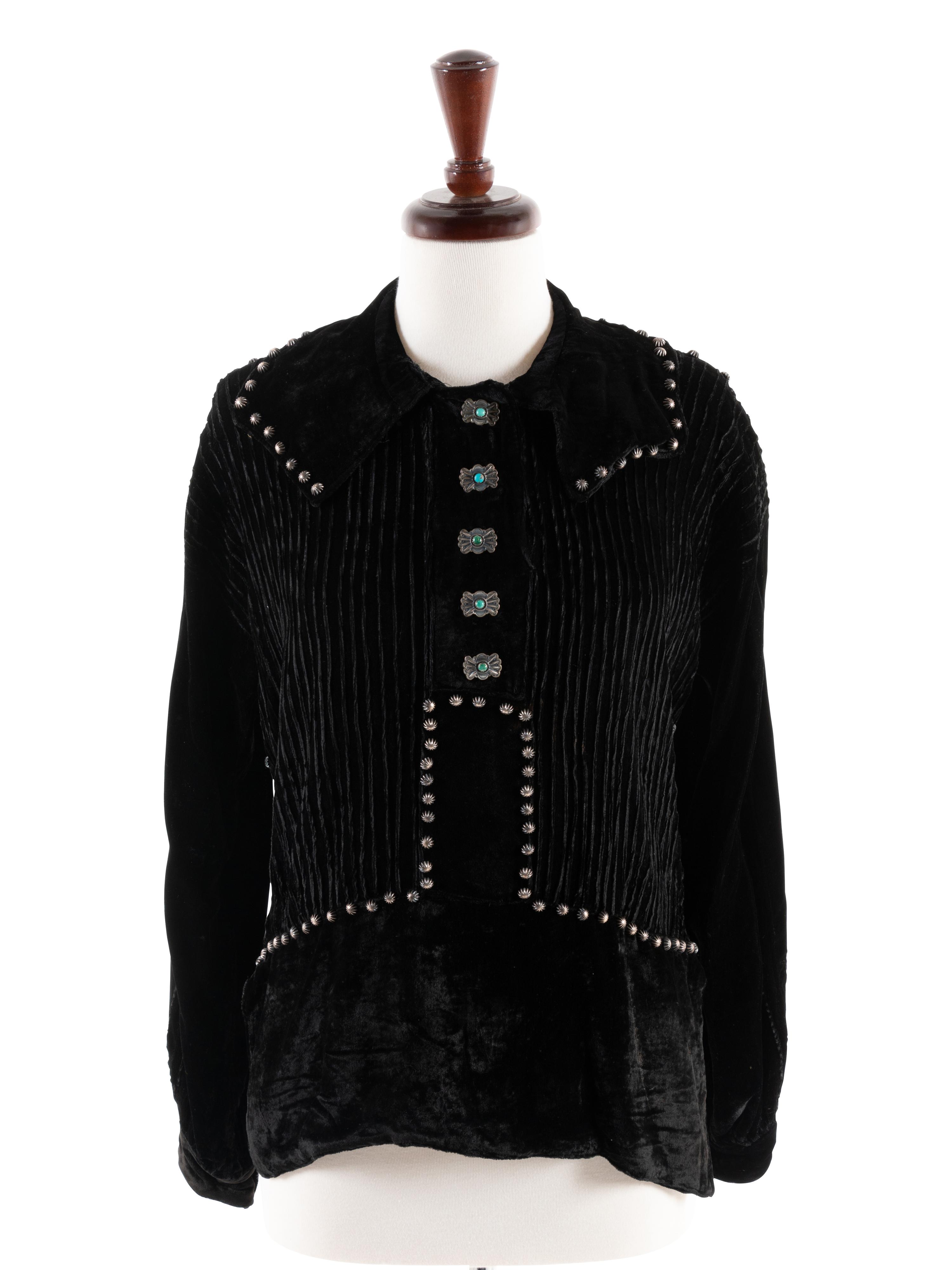 Navajo Velveteen Blouse, with Silver Concha Buttons
