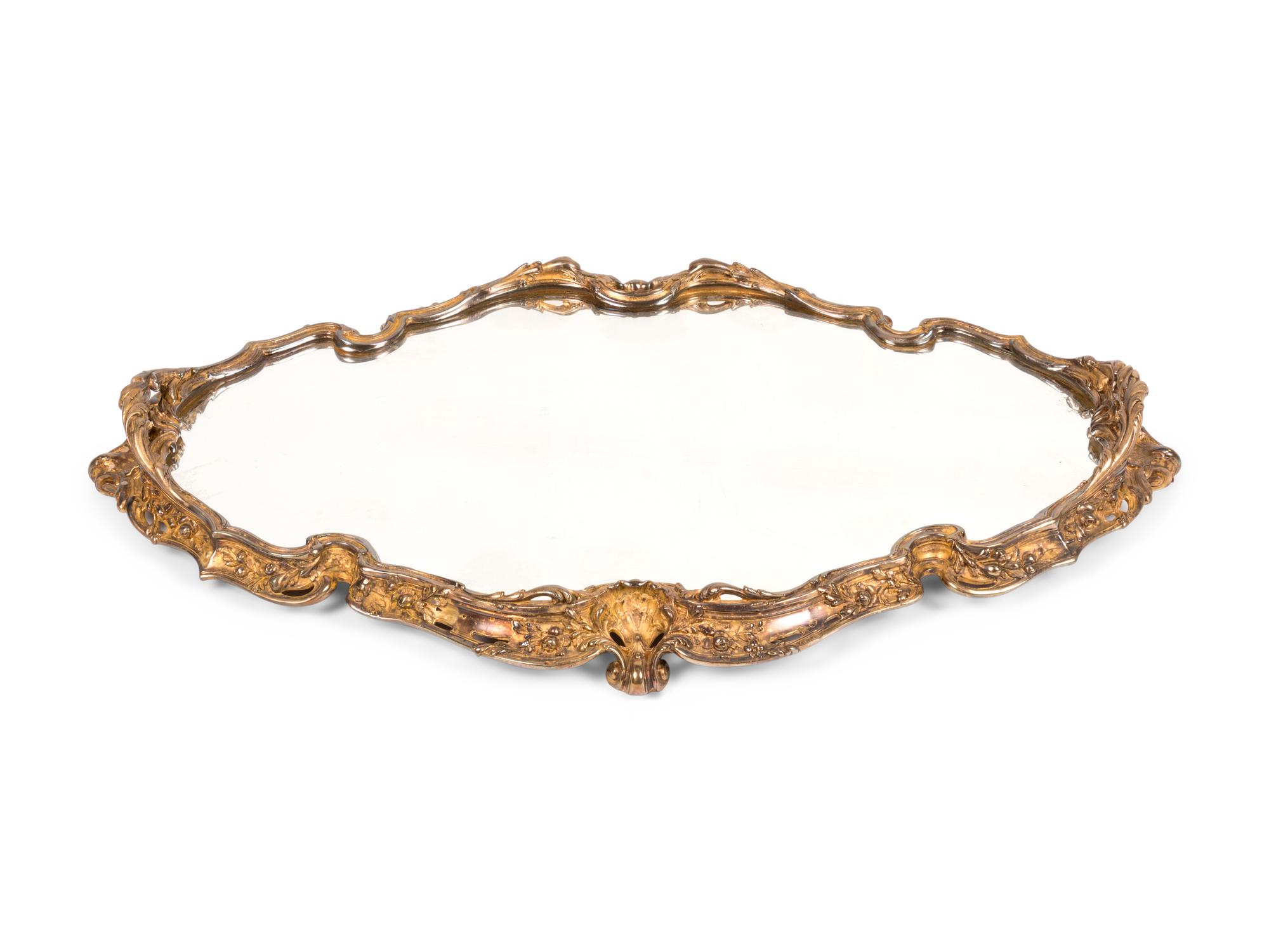 A Louis XV Style Gilt Bronze and Mirrored Glass Surtout de Table