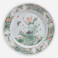 A Chinese famille verte-decorated porcelain "Lotuses" dish 五彩荷花盘 Kangxi period ???