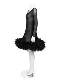 Unlabeled Mesh Dress with Feather Hem, Attributed to Pierre Cardin, 1980-2000s