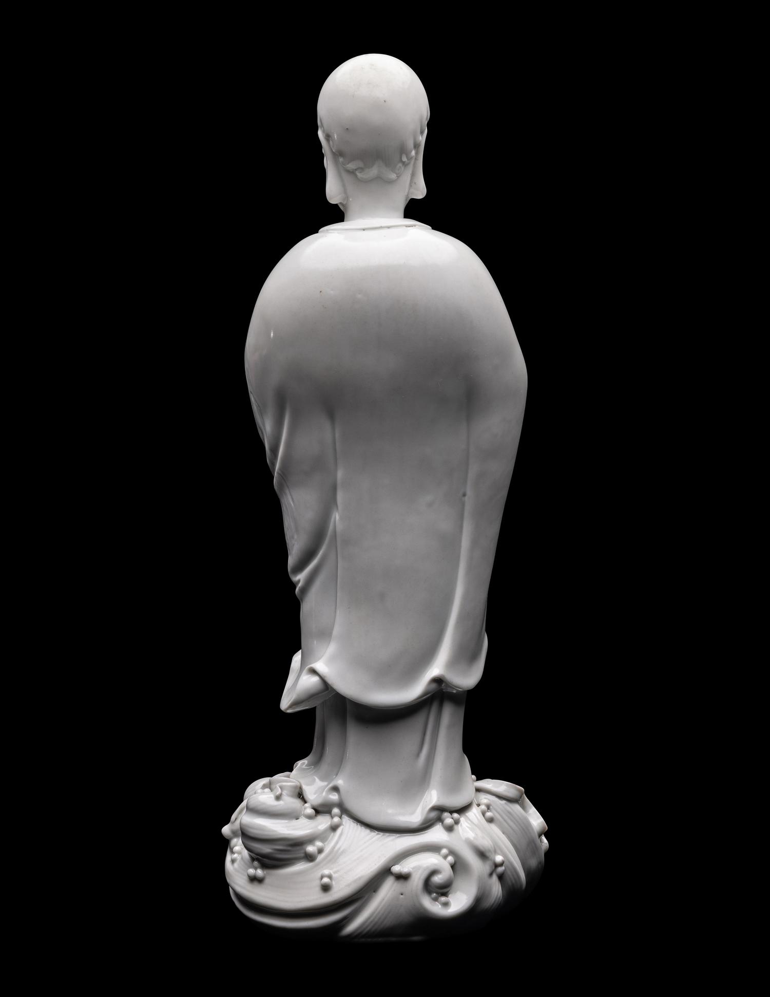 A Chinese Blanc-de-Chine Glazed Porcelain Figure of Damo
