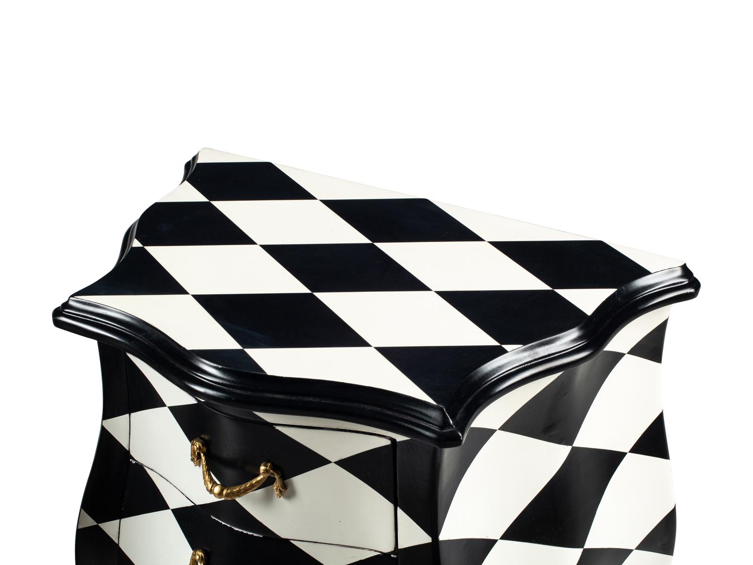 A Pair of Black and White Painted Small Commodes