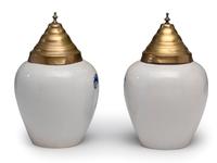 A Pair of Delft Lidded Tobacco Jars
