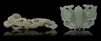 Two Carved Jade Articles Length of longer 3 3/4 inches.