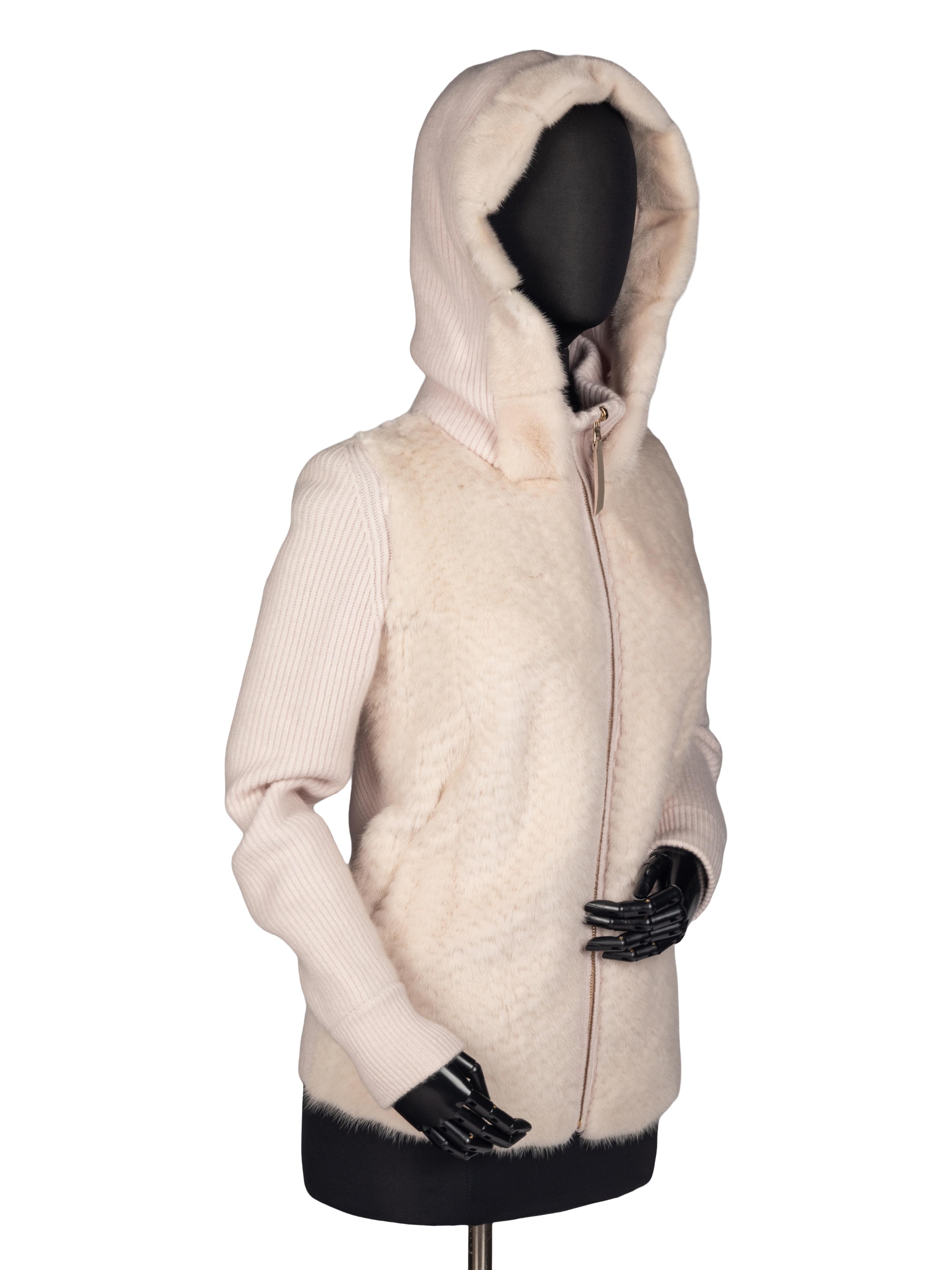 Gorski Knitted Mink and Cashmere Zip-Front Jacket