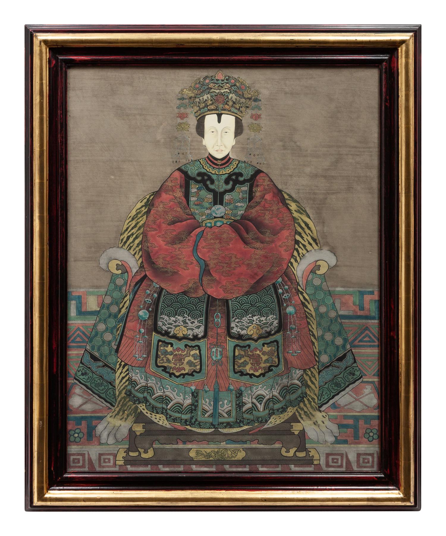 A Pair of Chinese Painted Ancestral Portraits