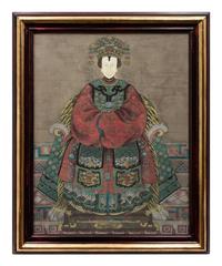 A Pair of Chinese Painted Ancestral Portraits