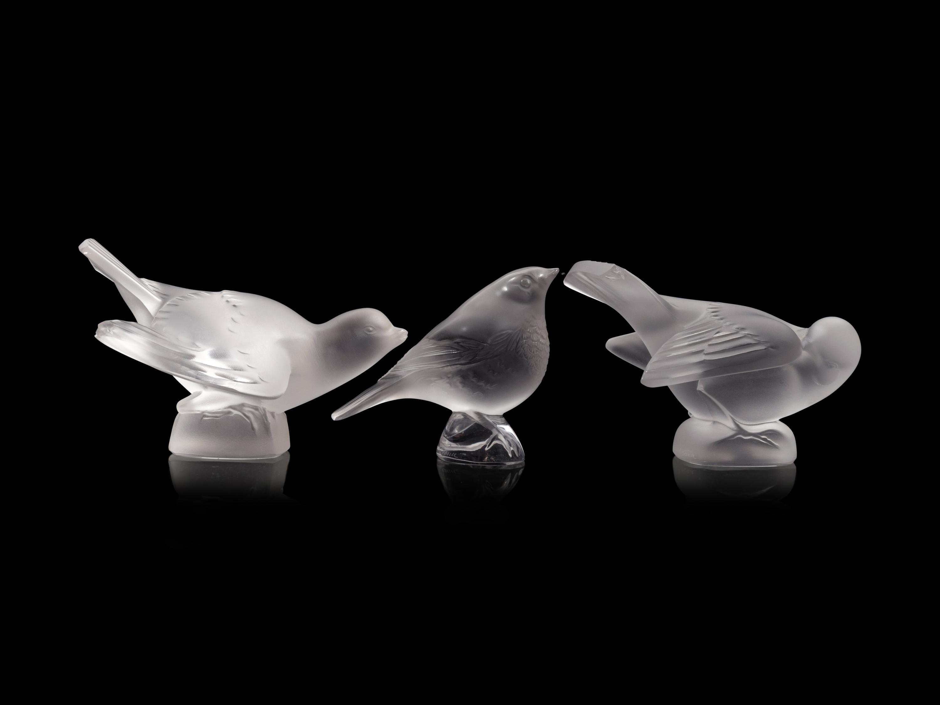 Three Lalique Bird Sculptures