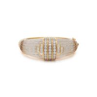 YELLOW GOLD, ROCK CRYSTAL AND DIAMOND BANGLE BRACELET