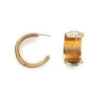 YELLOW GOLD AND MULTIGEM HOOP EARRINGS