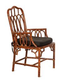 A Faux Tortoise Shell Painted Bamboo Armchair
