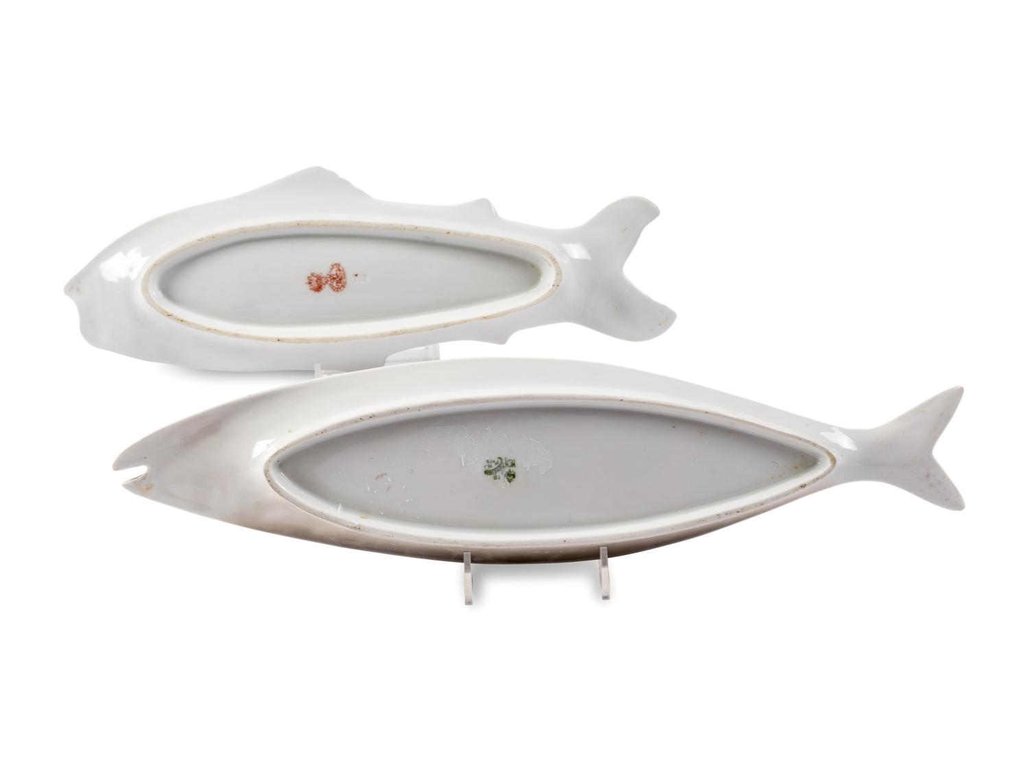 Two Porcelain Fish-Form Serving Dishes