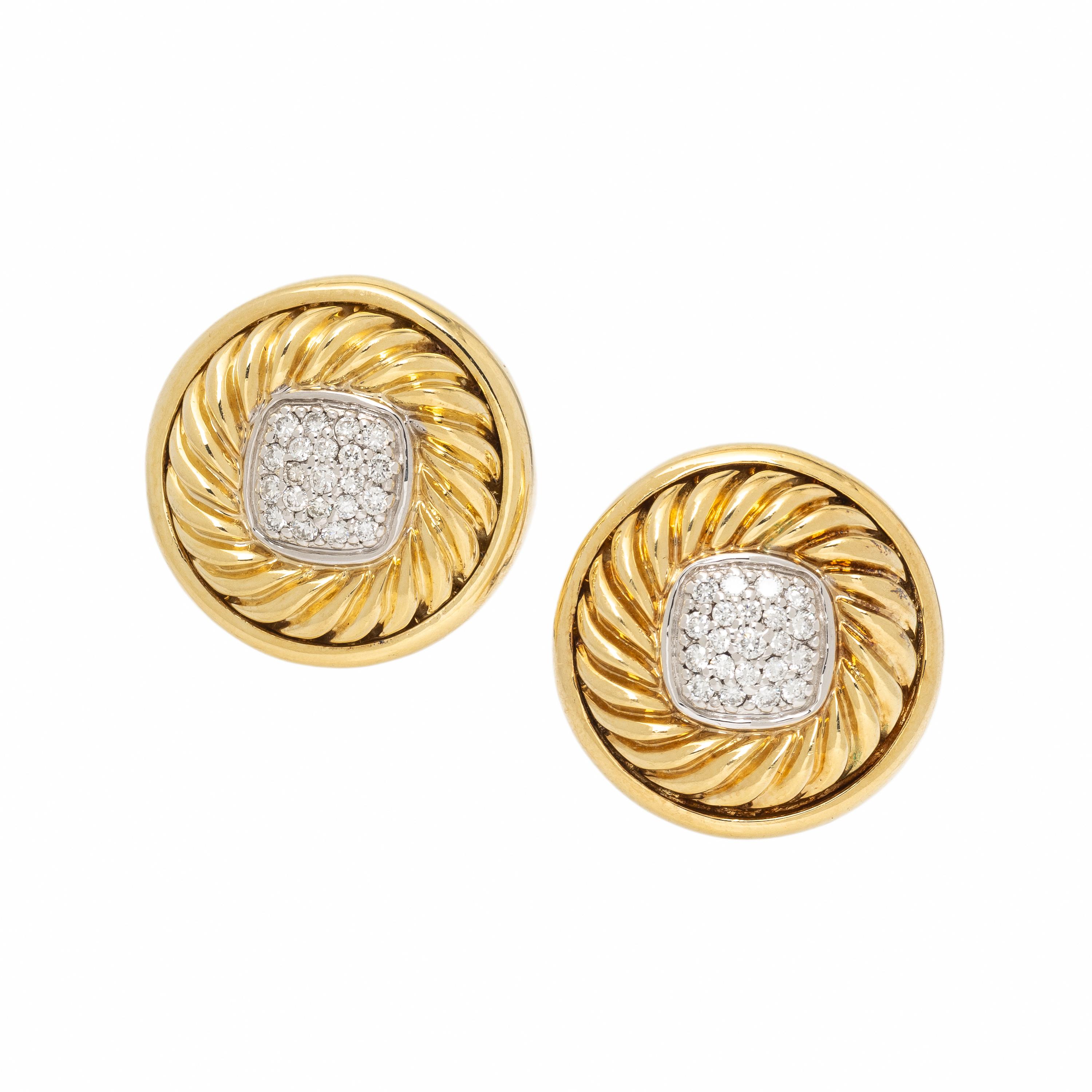David Yurman, Yellow Gold and Diamond Earrings