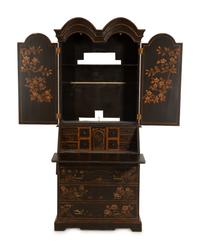 A George III Style Black Lacquer Secretary Bookcase — 19th Century