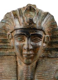 An Egyptian Style Bronze Portrait Sculpture of a Pharaoh
